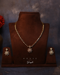 CZ Diamond Lookalike Necklace Set with Floral Pendant