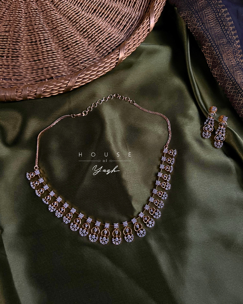 CZ Diamond Lookalike Necklace Set with Earrings