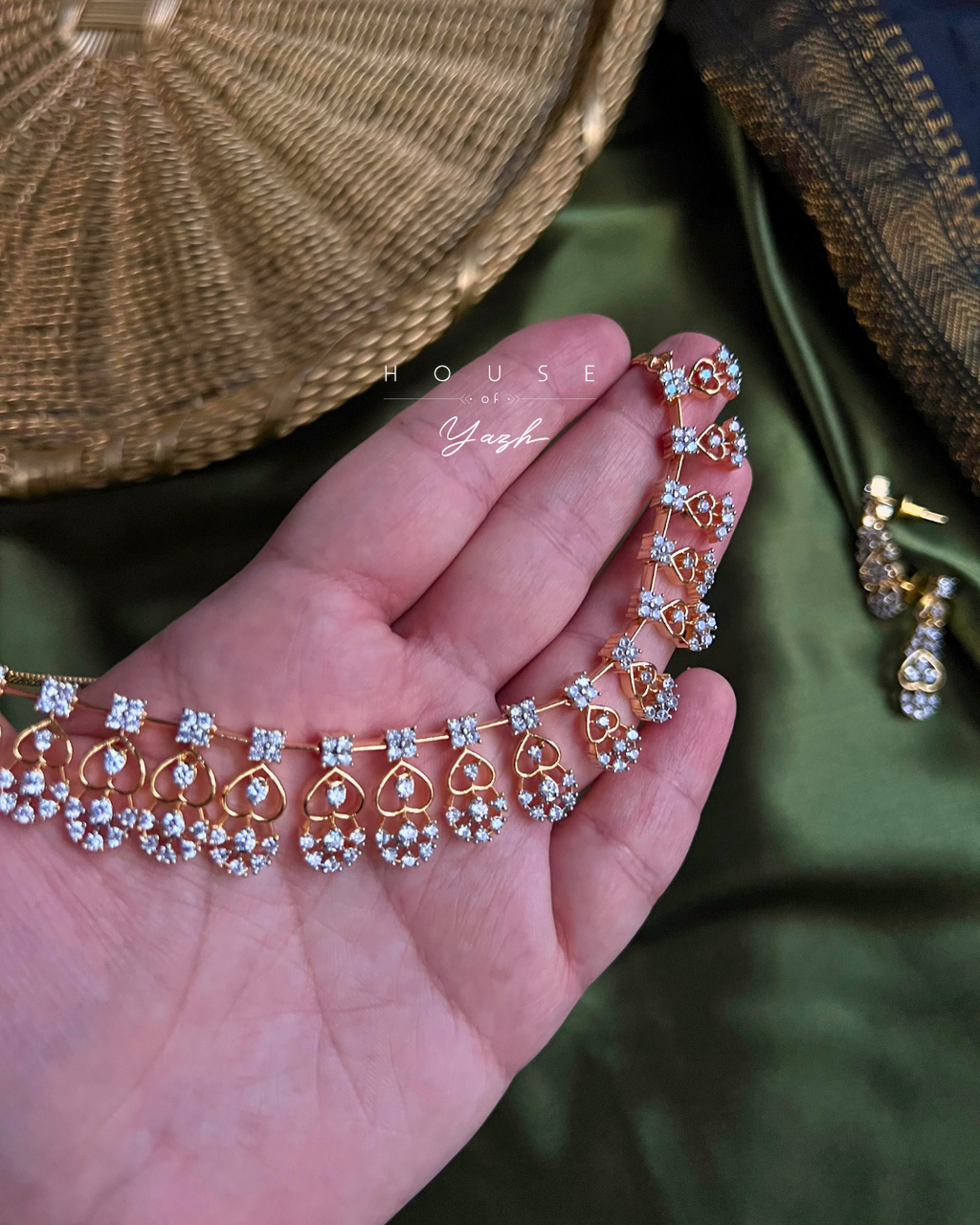 CZ Diamond Lookalike Necklace Set with Earrings