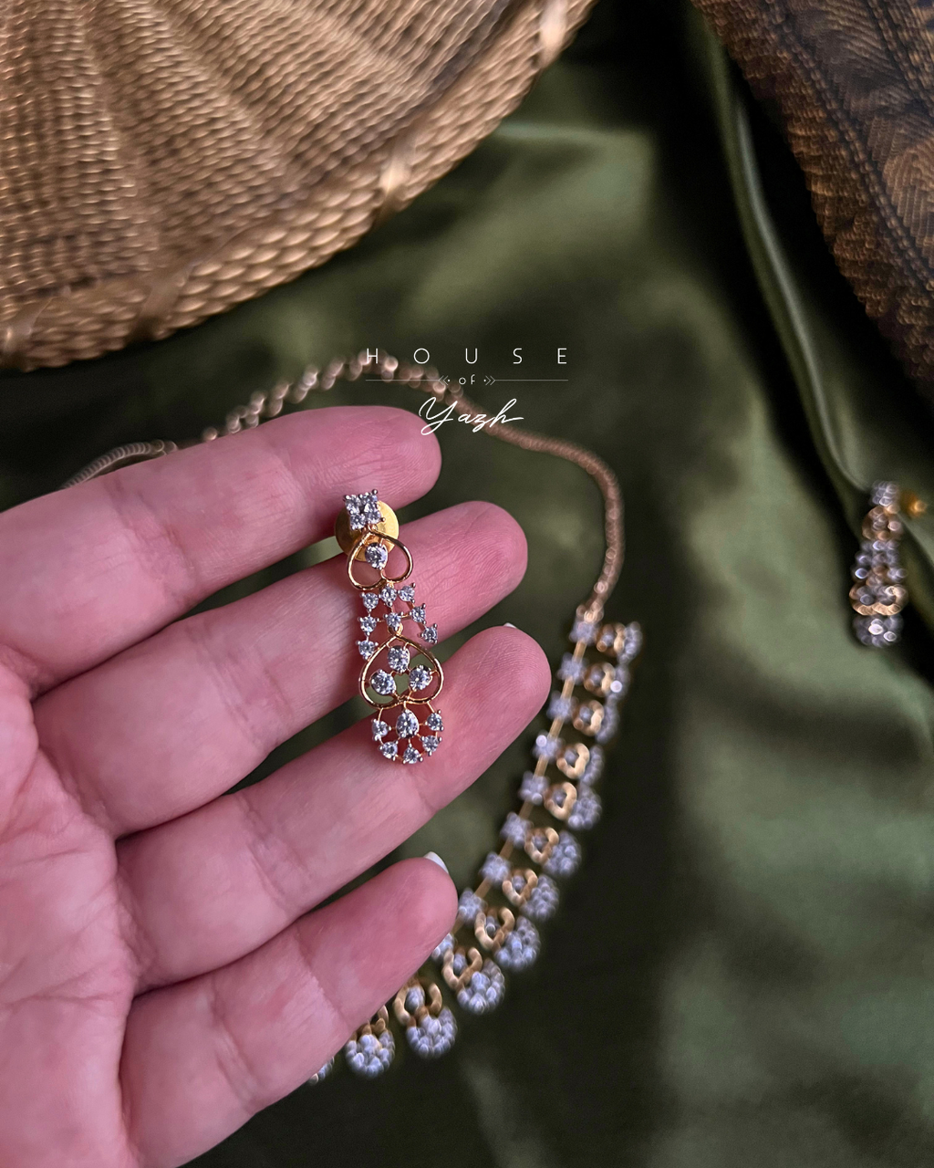 CZ Diamond Lookalike Necklace Set with Earrings