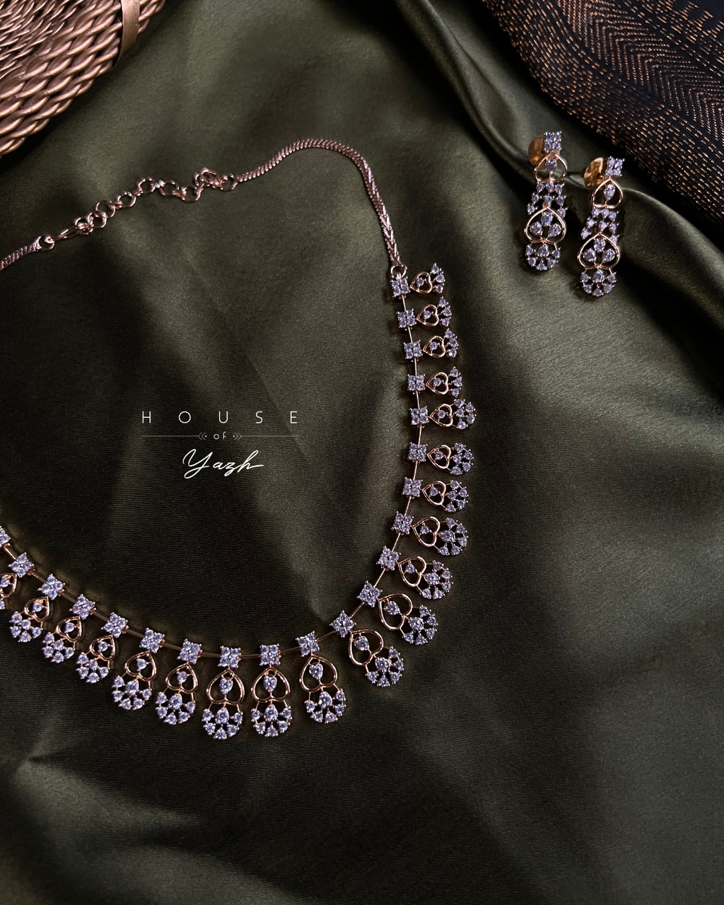 CZ Diamond Lookalike Necklace Set with Earrings